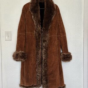 Wilsons Leather Brown Teddy Jacket with Faux Fur Trim